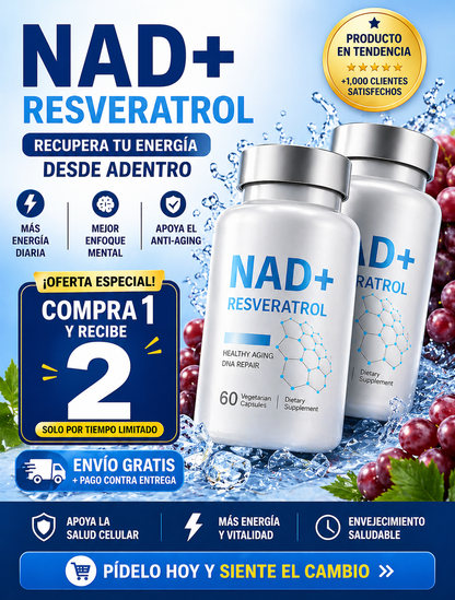 NAD + Resveratrol- Suplemento para Energia, Vitalidad y Antioxidantes