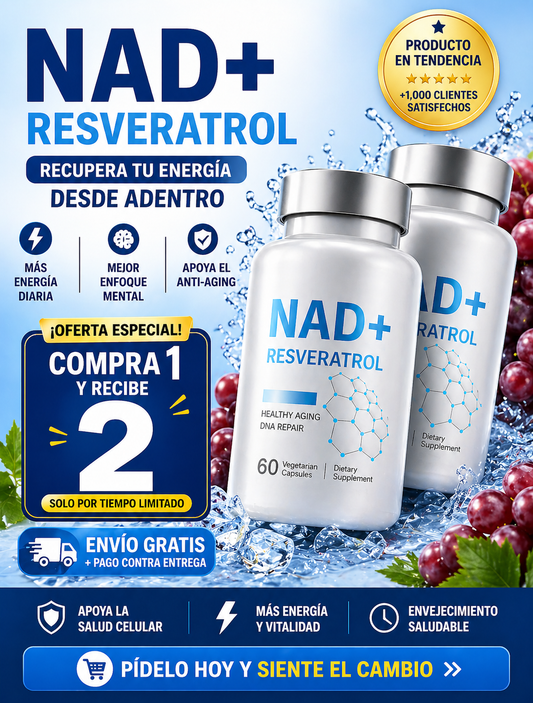 NAD + Resveratrol- Suplemento para Energia, Vitalidad y Antioxidantes